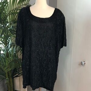 Candlelight & champagne vintage Elegant Black Beaded Women's Top